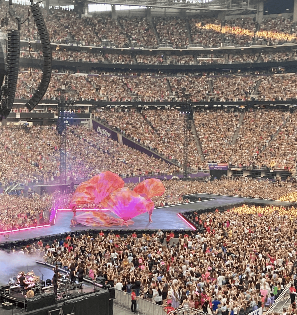 Taylor Swift takes the stage at the Raymond James Stadium in Tampa while embarking on the “Eras Tour.” Thousands of locals gathered to watch the pop icon sing and perform her historic set of songs.