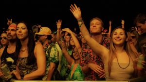 Attendees of the Gasparilla Music Festival at Julian B. Lane Riverfront Park enjoy a performance. 