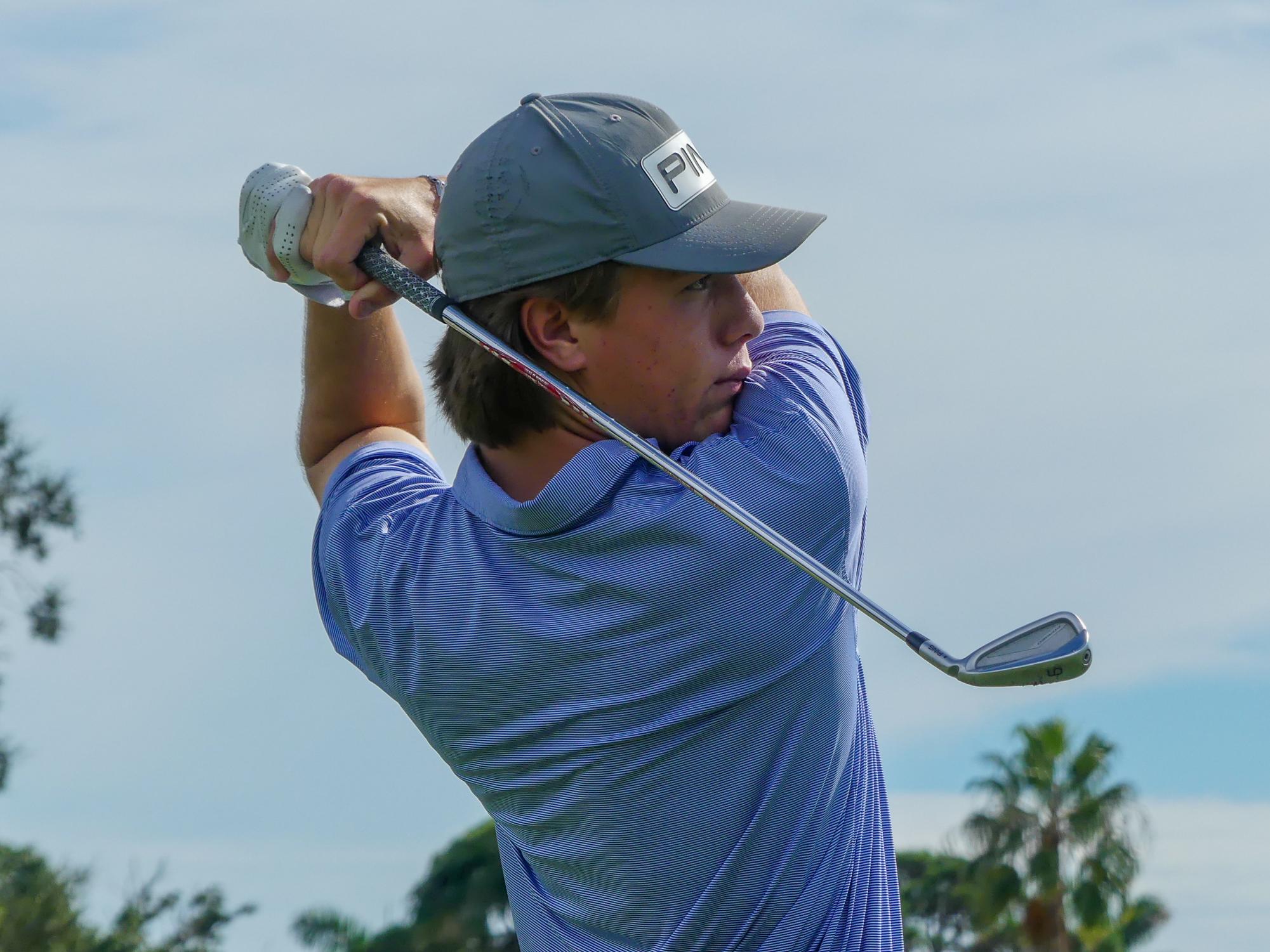 Senior Clark Mason swings his clubs in Snell Isle at the Vinoy Golf Club. Mason is committed to playing golf at Duke University in North Carolina.