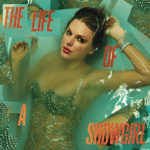 Album cover for “The Life of a Showgirl” by Taylor Swift, released in 2025.