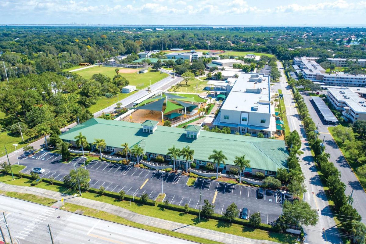 An overhead view of Shorecrest’s current campus. The school is working with architectural firm HKS to update the campus significantly. 