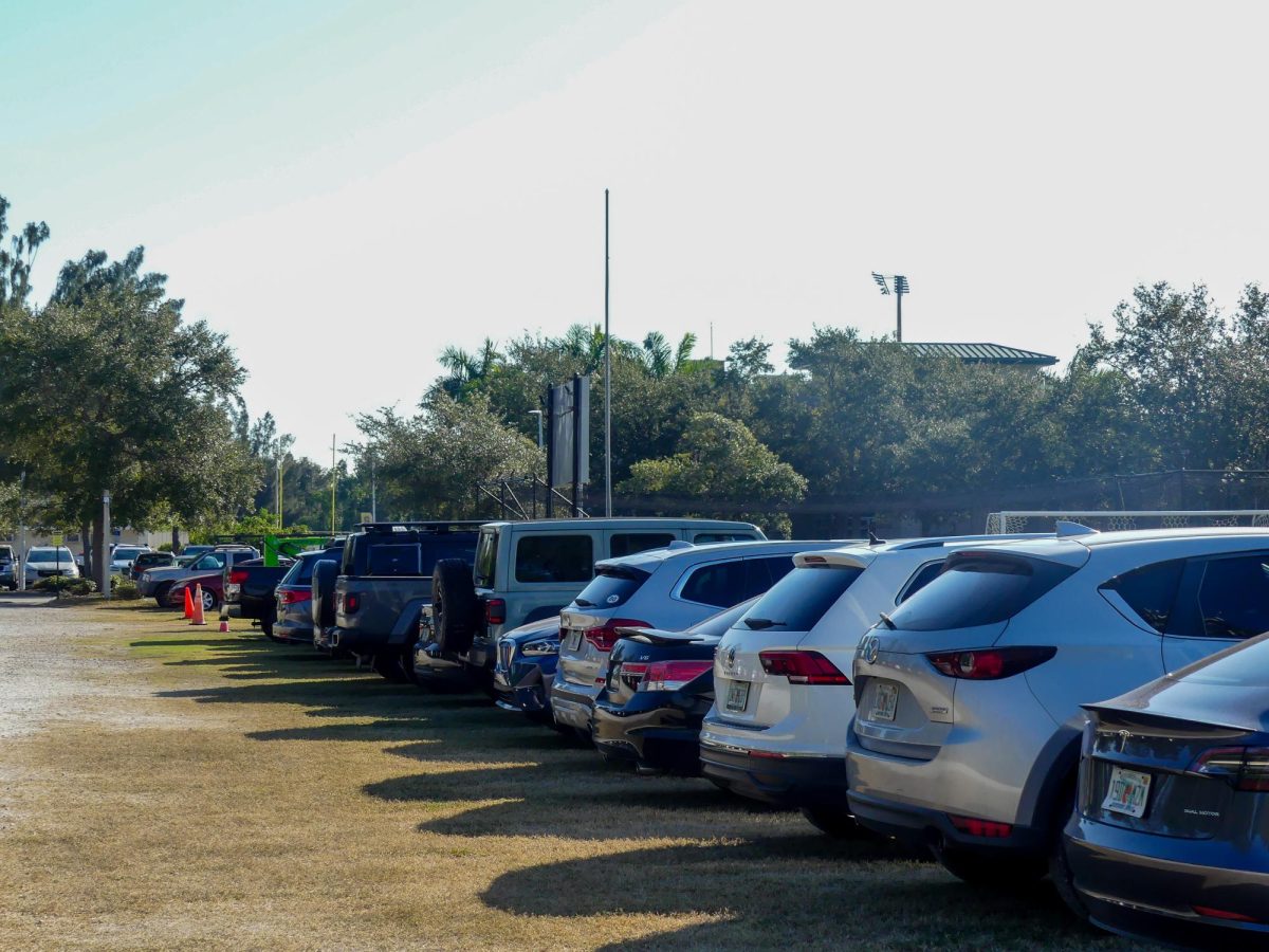 Cars parked in the Junior Lot. The land that makes up the Junior Lot is owned by Duke Energy. 