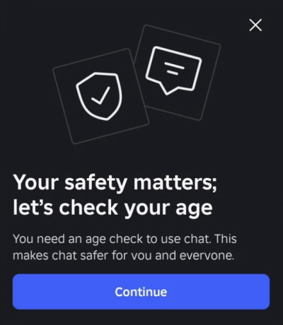  Roblox’s notice, which prompts users to scan their faces in order to verify their age. 